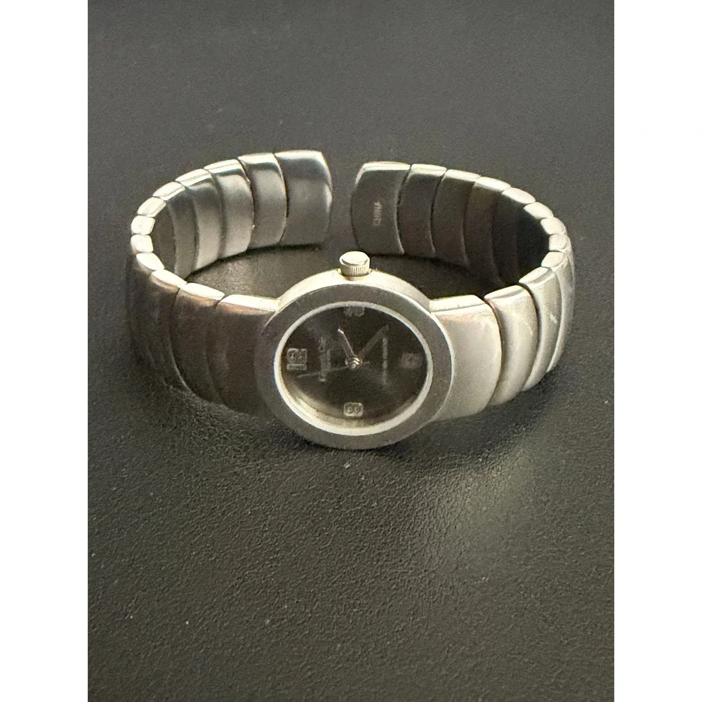 Kenneth Cole Watch Womens Silver Black Cuff Bangle